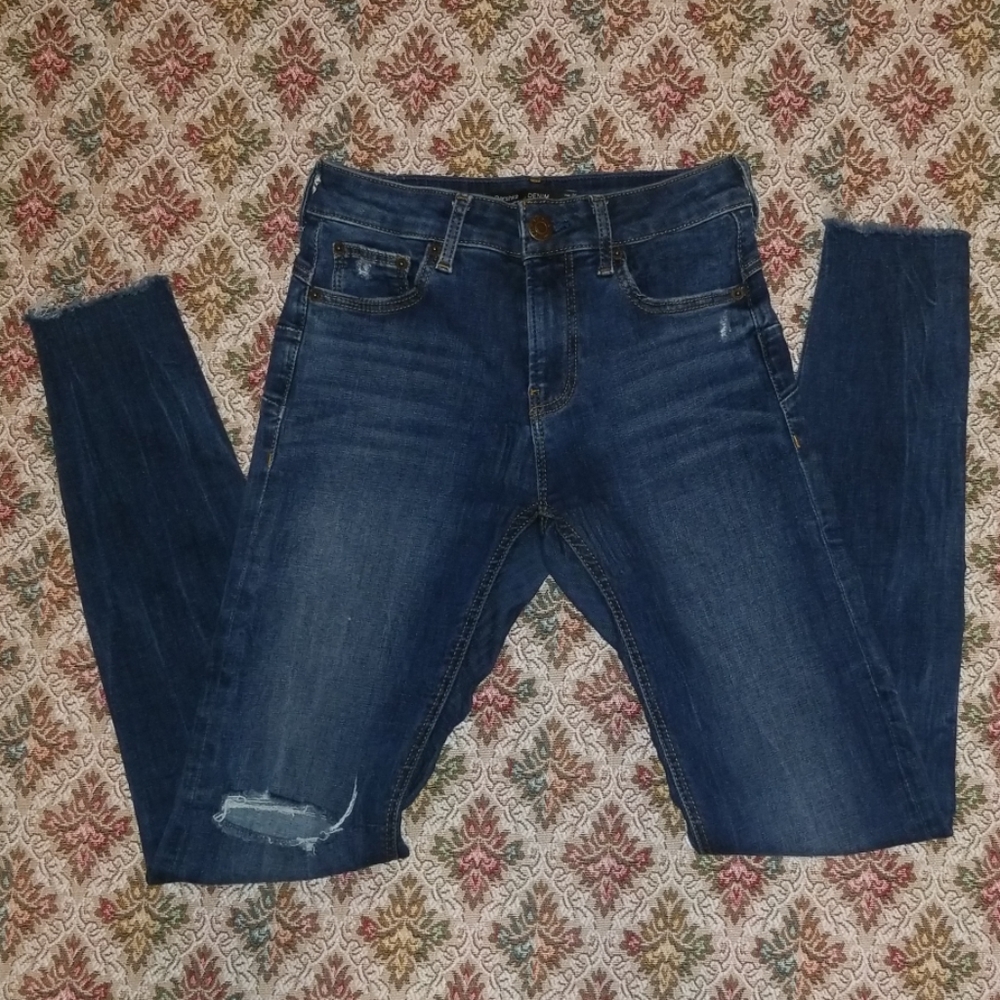 Bershka Distressed Skinny Stretch Denim Jeans - Picture 3 of 7